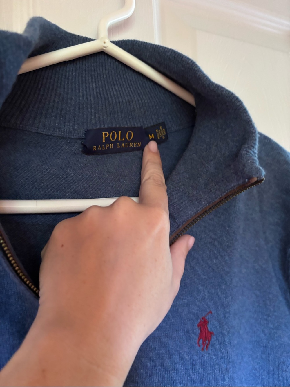 Polo by Ralph Lauren Navy Zip-Up Sweater with Red Pony